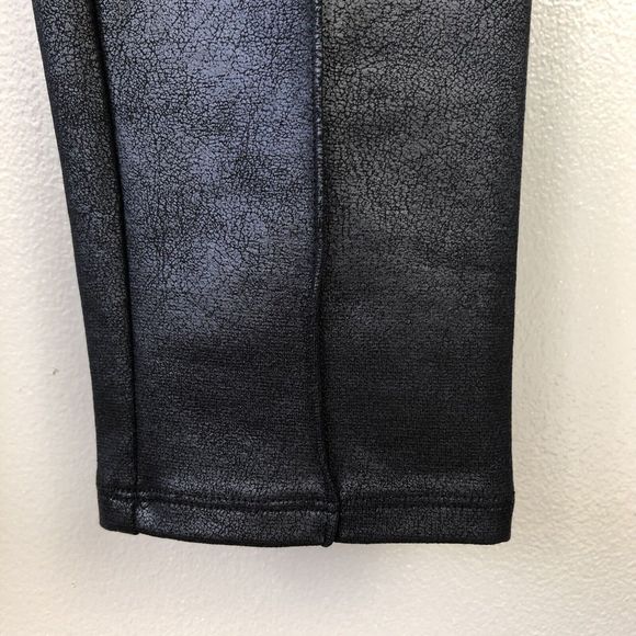 Nine West Stretch Knit Legging Womens Size M Faux Leather Stretchy Black Crackle - Picture 7 of 14